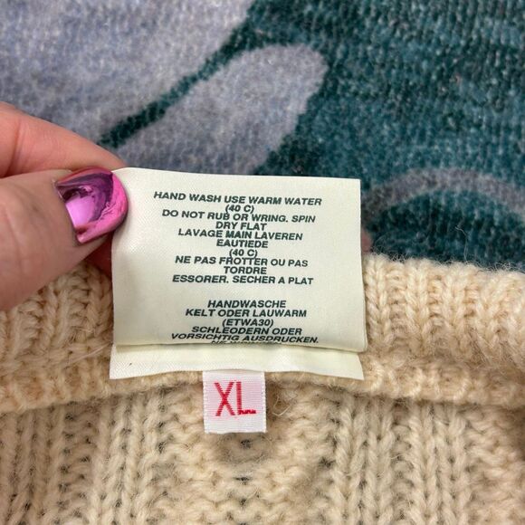 Carraig Donn Aran Sweater Womens XL Cream Cable Knit Pullover 100% Pure New Wool - Picture 11 of 12